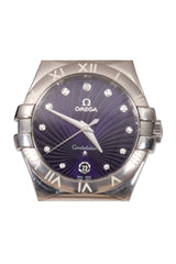 Omega Constellation Purple Diamond Dial Ladies Watch