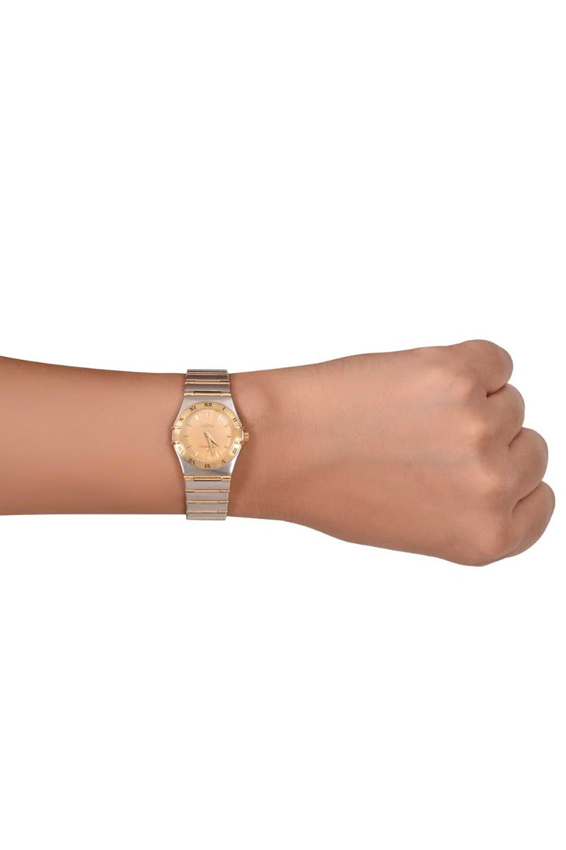 OMEGA CONSTELLATION QUARTZ GOLD DIAL LADIES WATCH 