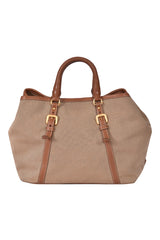 Prada Bauletto Jacquard Brown Canvas Handbag