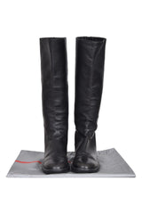 Prada Black Leather Knee-High Boots