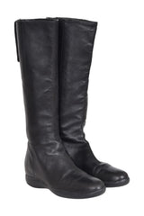 Prada Black Leather Knee-High Boots