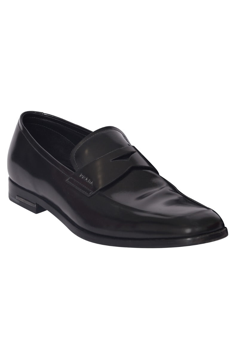 Prada Blackleather Slip On Loafers