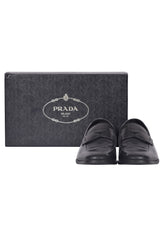Prada Blackleather Slip On Loafers