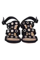Prada Black Suede Grommet Block Heels