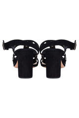 Prada Black Suede Grommet Block Heels