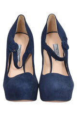 Prada Blue Mary Jane Suede Pumps