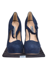 Prada Blue Mary Jane Suede Pumps
