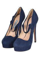 Prada Blue Mary Jane Suede Pumps