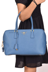 Prada Blue Saffiano Leather Promenade Satchel Bag