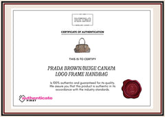 Prada Brown/Beige Canapa Logo Frame Handbag