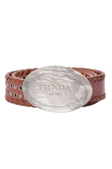 Prada Brown Knotted Leather Men'S Belt