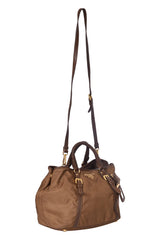 Prada Brown Nylon Bauletto Bag