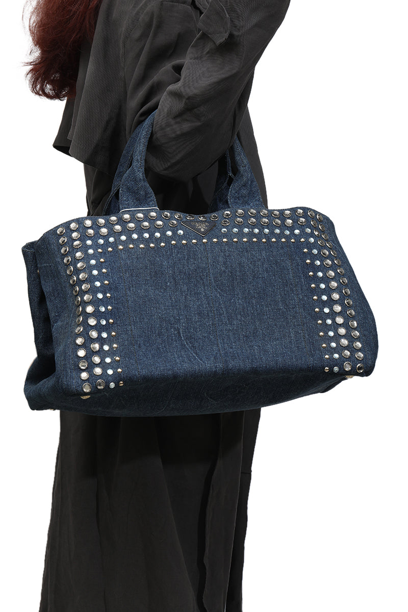 prada-denim-canapa-studded-handbag