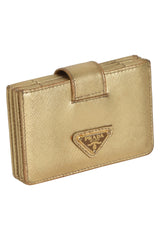 Prada Gold Saffiano Card Holder