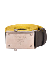 Prada Logo Engraved Canvas Belt