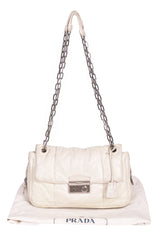 Prada Nappabomber Flap White Chain Shoulder Bag