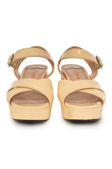 Prada Off- White Platform Ankle Wrap Sandals