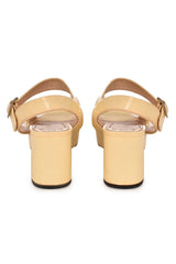 Prada Off- White Platform Ankle Wrap Sandals