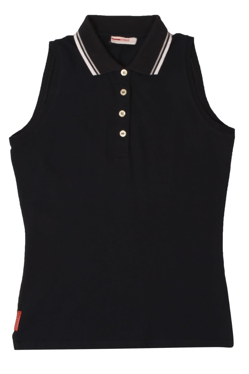 Prada Polo Sleeveless Pique Shirt