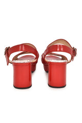 Prada Red Platform Ankle Wrap Sandals