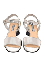 Prada Silver Platform Ankle Wrap Sandals