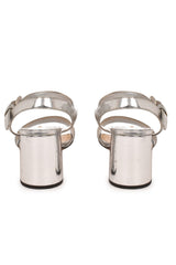 Prada Silver Platform Ankle Wrap Sandals