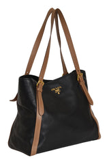 Prada Vitello Daino Blue Tote Bag