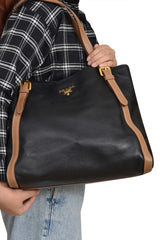 Prada Vitello Daino Blue Tote Bag