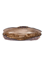 Roberto Cavalli Brown Python Leather Chain Clutch