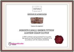 Roberto Cavalli Brown Python Leather Chain Clutch