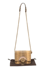 Roberto Cavalli Brown/Beige Snakeskin Crossbody Bag