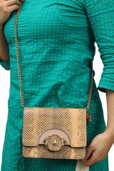 Roberto Cavalli Brown/Beige Snakeskin Crossbody Bag