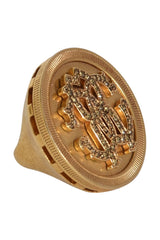 Roberto Cavalli Crystal Crusted Logo Ring