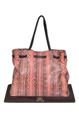 roberto-cavalli-peach-python-leather-tote-bag
