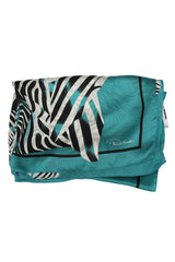 Roberto Cavalli Teal Printed Scarf