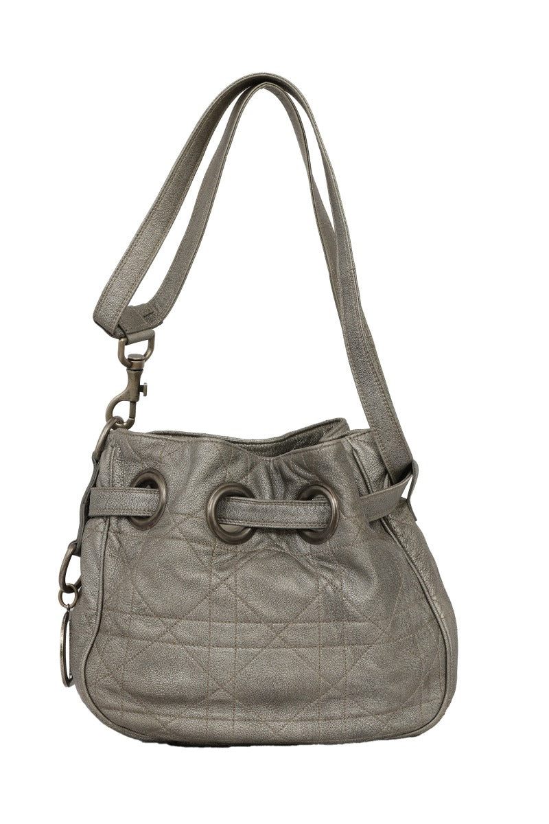 Christian Diorcannage Leather Drawstring Shoulder Bag