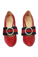 Gucci Size- EU 37.5 Grosgrain Web Crystal Bow Sylvie Pumps