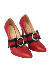 Gucci Size- EU 37.5 Grosgrain Web Crystal Bow Sylvie Pumps