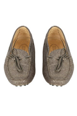 Tod'S Size- EU 38.5 Gray/Silver Glitter Leather Slip-On Loafers