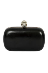 Alexander Mc Queenblack Patent Leather Skull Box Clutch