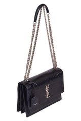 Saint Laurent Sunset Crocodile Embossed Leather Bag