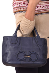 Salvatore Ferragamo Leather Gancini Logo Tote Bag