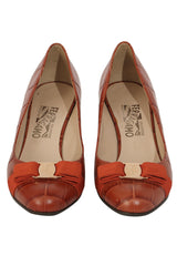 Salvatore Ferragamo Embossed Croc Leather Pumps