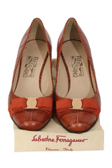 Salvatore Ferragamo Embossed Croc Leather Pumps