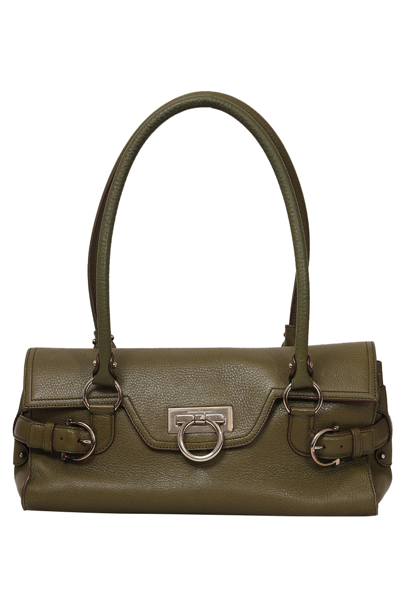 Salvatore Ferragamo Gancini Leather Gina Satchel Bag