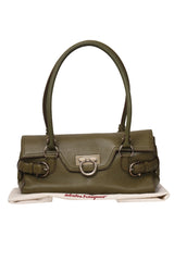 Salvatore Ferragamo Gancini Leather Gina Satchel Bag