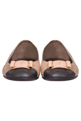 Salvatore Ferragamo Navy Blue/Gold Ballet Flats