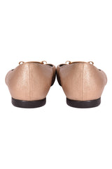 Salvatore Ferragamo Navy Blue/Gold Ballet Flats