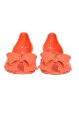 Salvatore Ferragamo Orange Jelly Bow Flats