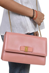 Salvatore Ferragamo Salmon Pink Ginny Chain Wallet